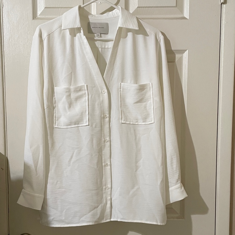 Brochu Walker Cream Button-Up Blouse